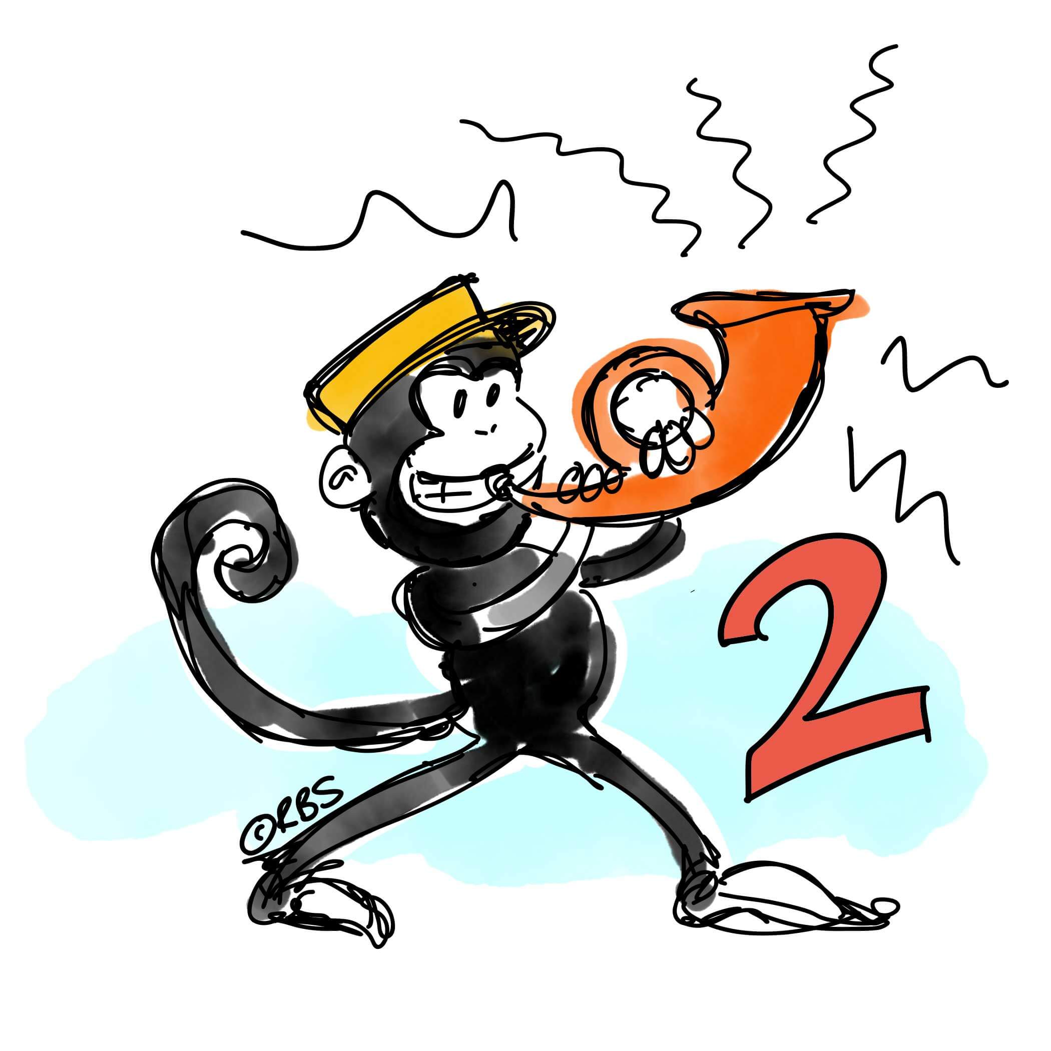 tekening aap van mailchimp en laposta hoorn