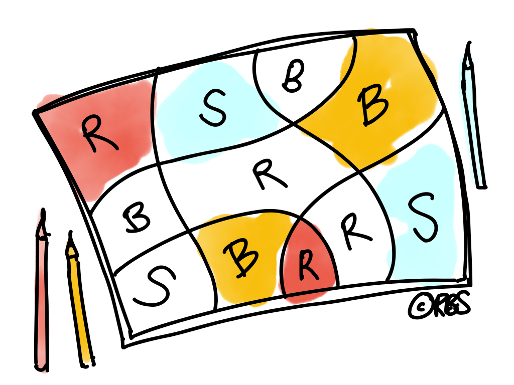 illustratie van een kleurplaat met letters en kleuren