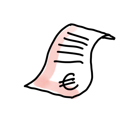 tekening van papier met euroteken erop