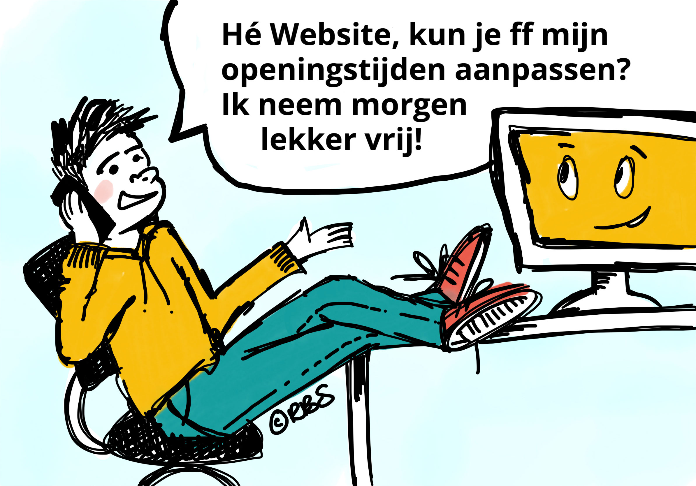 illustratie van man die belt met zijn website - roadbear studios WordPress MCP