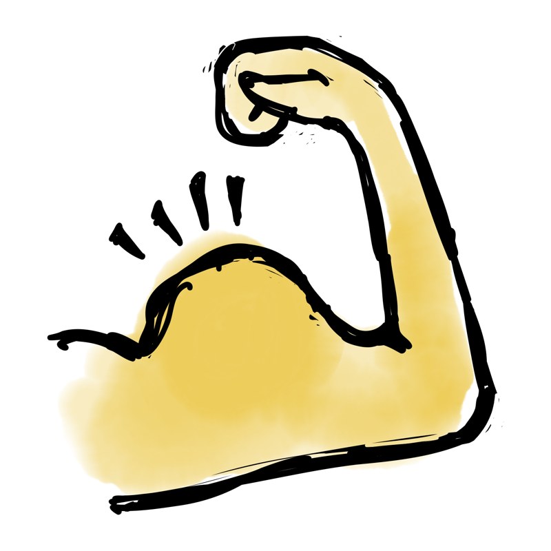 Handgetekende illustratie van een gespierde arm